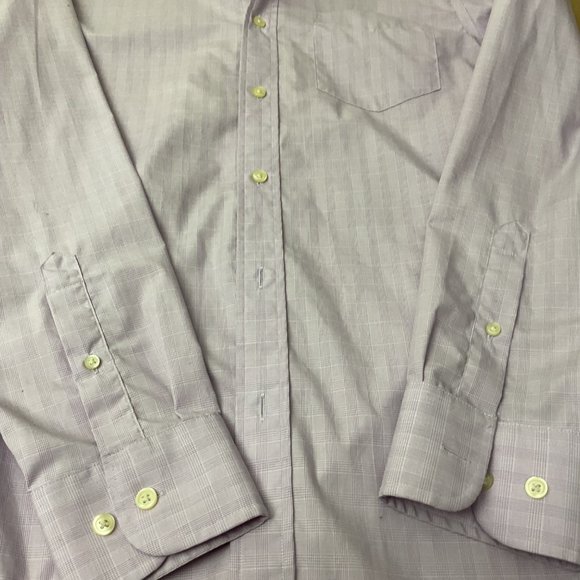 Banana Republic Mens Slim Fit Dress Shirt 15.5/34 Lavender Plaid Long Sleeve But - Picture 5 of 7